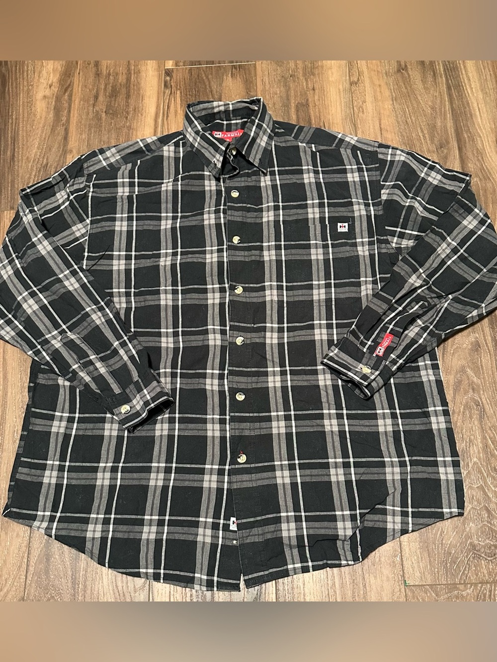 Men’s International Harvester Farmall Long Sleeve Plaid Button Down Shirt XL